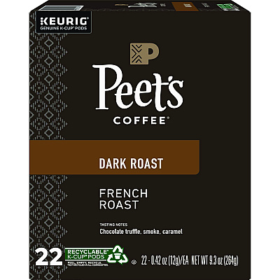 Peet's Coffee French Roast Coffee K-Cups, 22/Box (GMT6545)