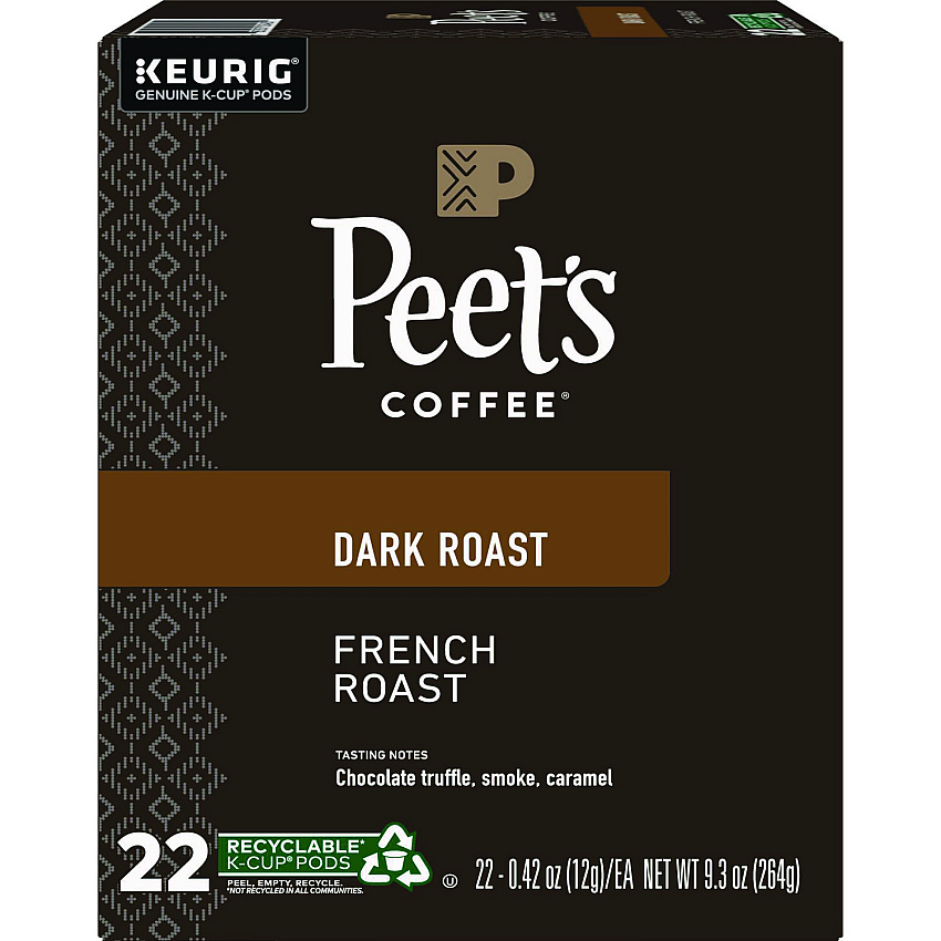Peet's Coffee French Roast Coffee K-Cups, 22/Box (GMT6545)