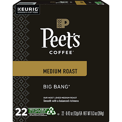 Green Mountain Coffee Roasters Roasters Roasters Peet's Big Bang K-Cup, Big Bang, K-Cup, 22/Box (GMT6664)