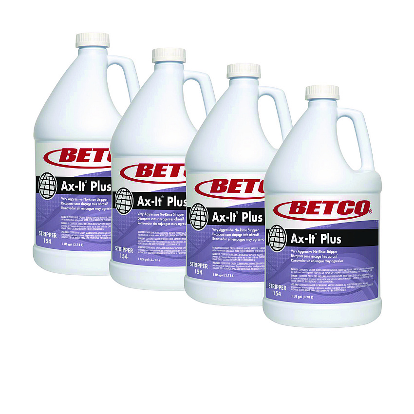 Betco Ax-it Plus Floor Stripper, 1 gal Bottle, 4/Carton (BET1540400)
