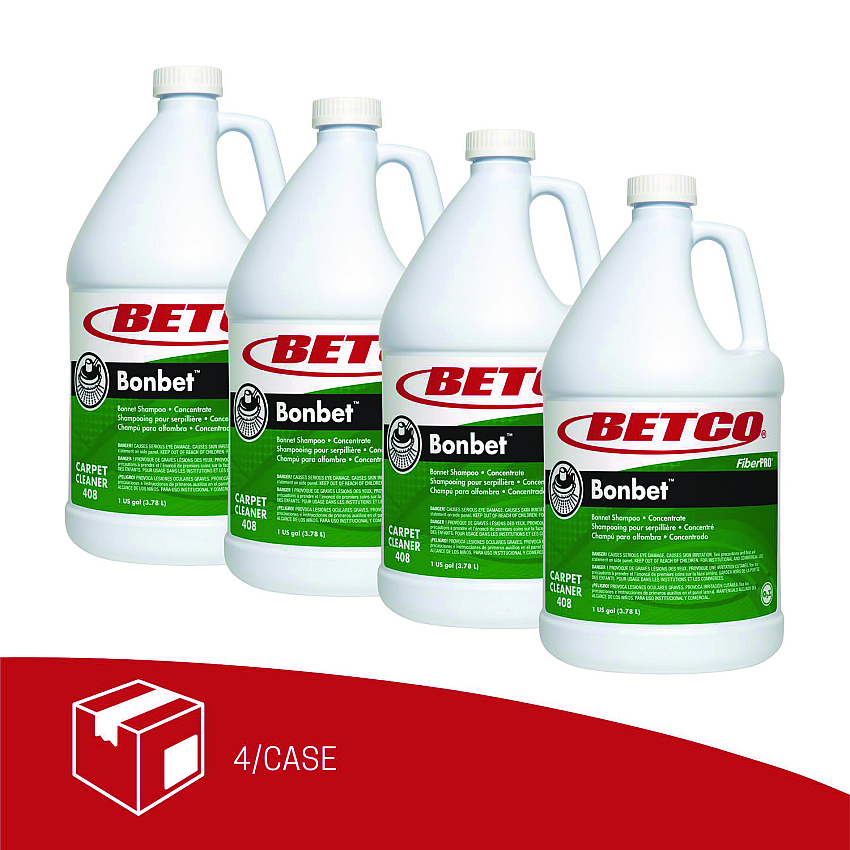 Betco FiberPRO Bonbet Carpet Shampoo, Pleasant Scent, 1 gal Bottle, 4/Carton (BET4080400)