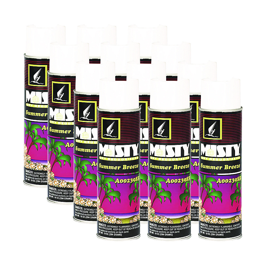 Misty Handheld Air Deodorizer, Summer Breeze, 10 oz Aerosol Spray, 12/Carton (AMR1001868)