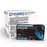 GloveWorks by AMMEX Industrial Vinyl Gloves, Powder-Free, 3 mil, Small, Blue, 100 Gloves/Box, 10 Boxes/Carton (AXCIVBPF42100)