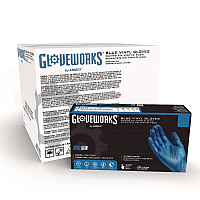 GloveWorks by AMMEX Industrial Vinyl Gloves, Powder-Free, 3 mil, Small, Blue, 100 Gloves/Box, 10 Boxes/Carton (AXCIVBPF42100)