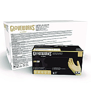 GloveWorks by AMMEX Extra Thick Latex Disposable Gloves, Powder-Free, Small, 6 mil Thick, 9.5" Long, Ivory, 100/Box, 10 Boxes/Carton (ILHD42100)
