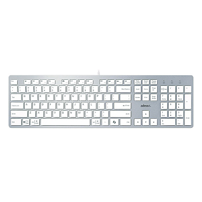 Adesso AKB-730UW Keyboard, Silver/White
