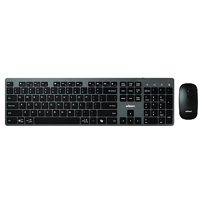 Adesso WKB-7300 Wireless Keyboard and Mouse, 2.4 GHz Frequency/30 ft Wireless Range, Gray/Black