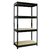 Alera Steel Shelving with Particleboard Shelves, Four-Shelf, 30w x 16d x 60h, Steel, Black (ALESU601630P)