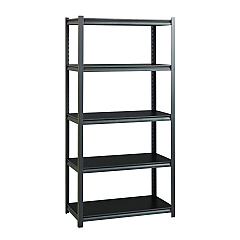 Alera Steel Shelving Unit with Laminate Shelves, Five-Shelf, 36w x 18d x 72h, Steel, Black/Gun Metal Gray (ALESU721836L)