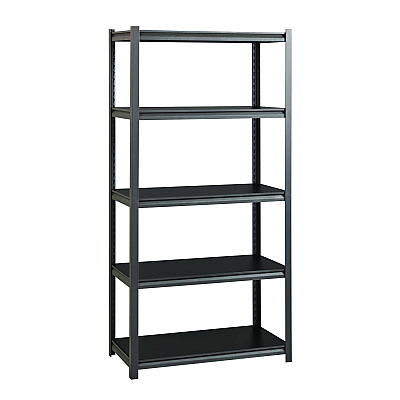 Alera Steel Shelving Unit with Laminate Shelves, Five-Shelf, 36w x 18d x 72h, Steel, Black/Gun Metal Gray (ALESU721836L)