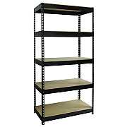Alera Steel Shelving with Particleboard Shelves, Five-Shelf, 36w x 18d x 72h, Steel, Black (ALESU721836P)