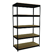 Alera Steel Shelving Unit with Particleboard Shelves, Five-Shelf, 48w x 24d x 84h, Steel, Black (ALESU842448P)