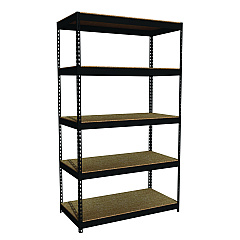 Alera Steel Shelving Unit with Particleboard Shelves, Five-Shelf, 48w x 24d x 84h, Steel, Black (ALESU842448P)