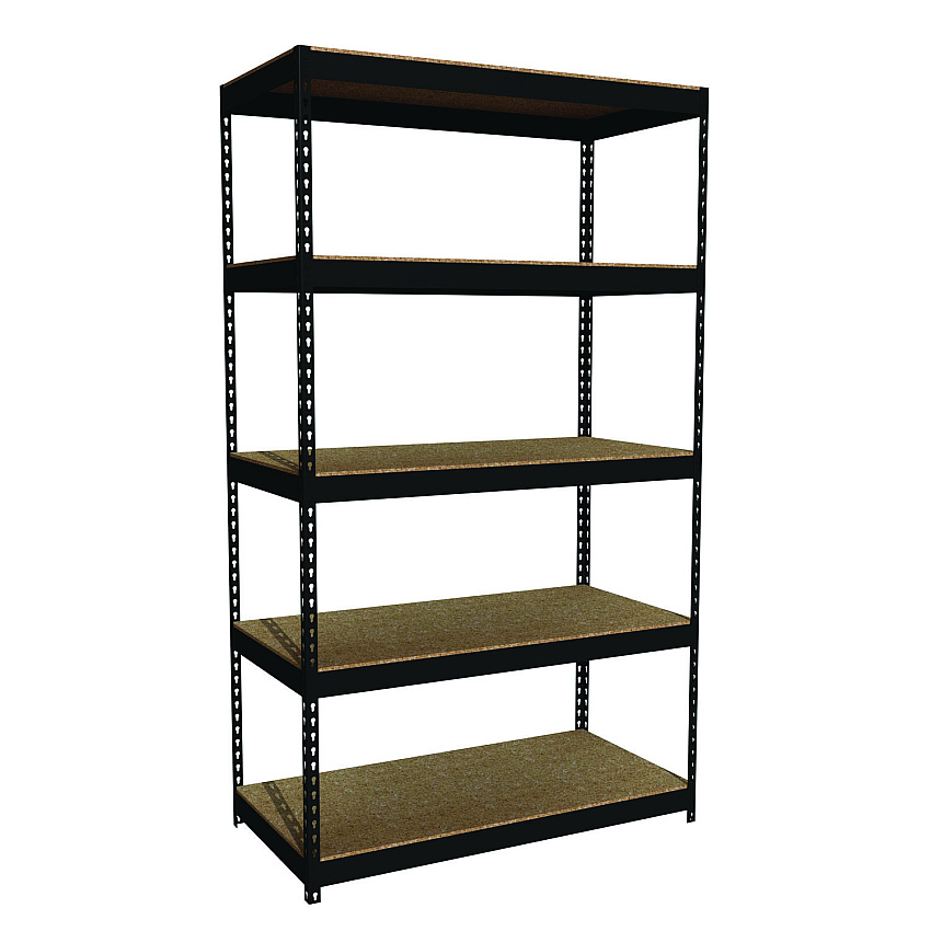 Alera Steel Shelving Unit with Particleboard Shelves, Five-Shelf, 48w x 24d x 84h, Steel, Black (ALESU842448P)