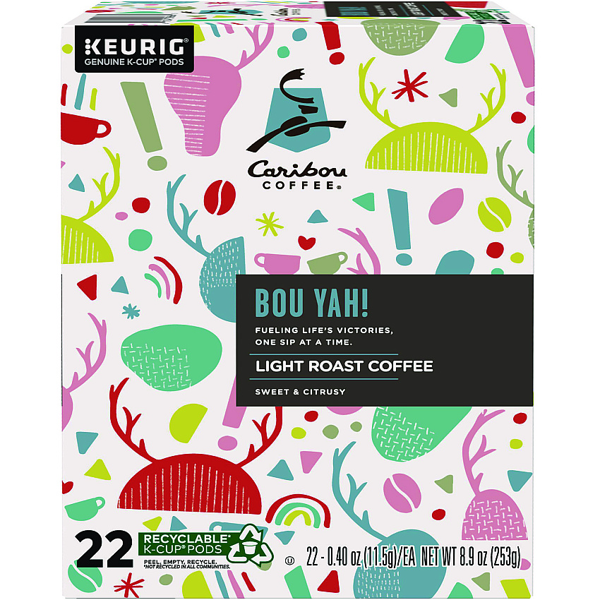Caribou Coffee BOU YAH K-Cup Pods, Light Roast, 22/Box (GMT6865)