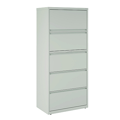 Alera Lateral File, 5 Legal/Letter-Size File Drawers, Light Gray, 30" x 18.62" x 67.62" (ALEHLF3067LG)