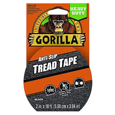 Gorilla Tread Tape, 3" Core, 2" x 10 ft, Black (GOR115944)