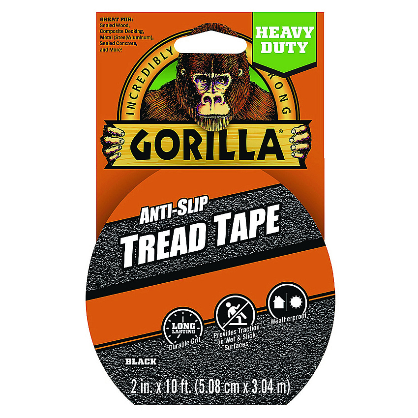 Gorilla Tread Tape, 3" Core, 2" x 10 ft, Black (GOR115944)