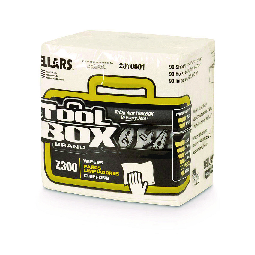 TOOLBOX Z300 Quarterfold Wipers, 1-Ply, 11.87 x 13, White, 12/Carton (SLR2010001)