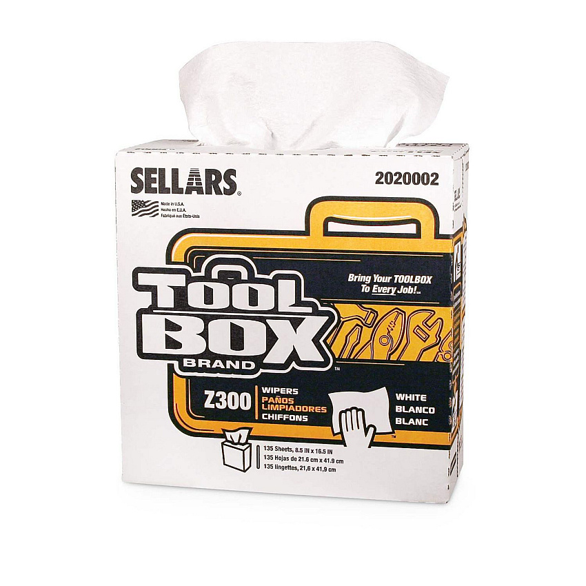 TOOLBOX Z300 Pop-Up Wipers, 1-Ply, 8.5 x 16.5, White, 8/Carton (SLR2020002)