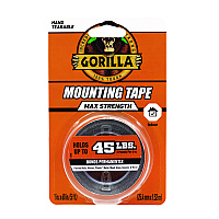 Gorilla Max Strength Mounting Tape, Permanent, Holds Up to 45 lb (3 lbs per 4 in), 1 x 60, Black (GOR112962)