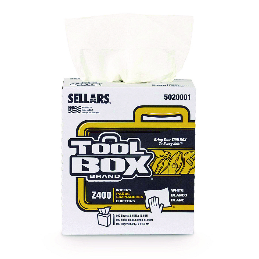TOOLBOX Z400 Interfold Pop-Up Wipers, 1-Ply, 8.5 x 16.5, White, 12/Carton (SLR5020001)