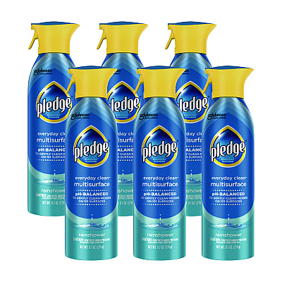 Pledge Multi-Surface Everyday, Rainshower, 9.7 oz Aerosol Spray, 6/Carton (336275)