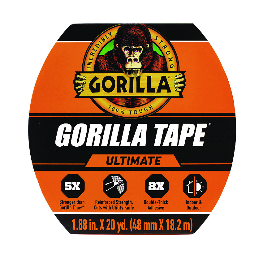 Gorilla Ultimate Tape, 3" Core, 1.88" x 20 yd, Black (GOR113499)