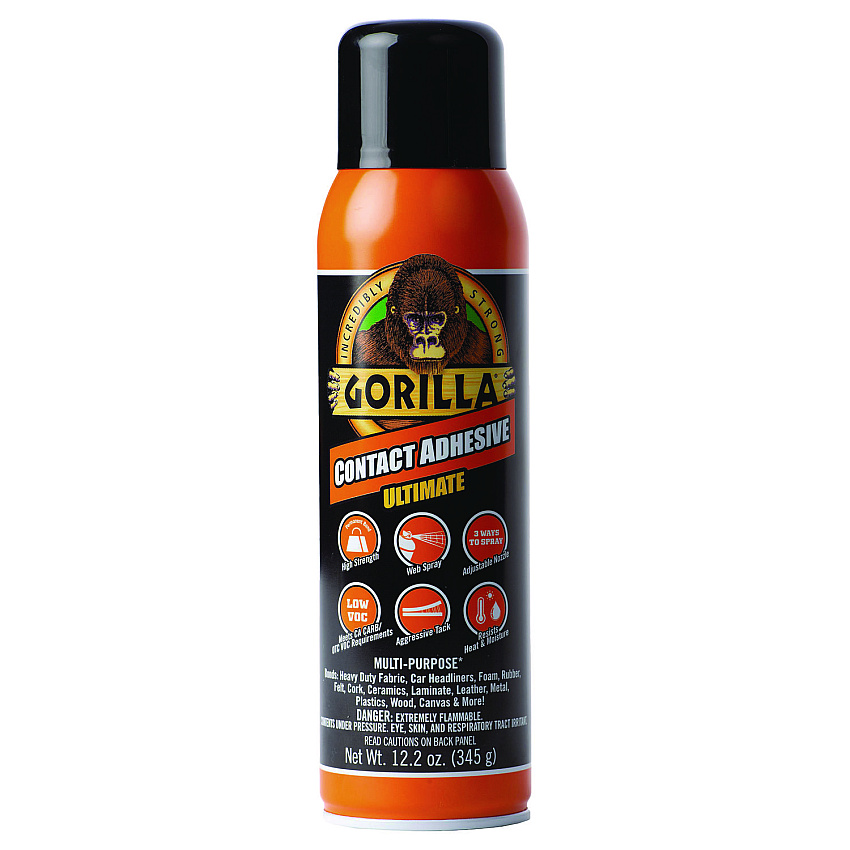 Gorilla Contact Adhesive Ultimate, 12.2 oz Aerosol Spray, Dries Light Yellow (GOR109852)