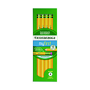 Dixon Ticonderoga Beginners Woodcase Pencil with Eraser and Microban, HB (#2), Black Lead, Yellow Barrel, 12/Pack (133080002)