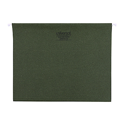Universal Hanging File Folders, Letter Size, 1/5-Cut Tabs, Standard Green, 25/Box (UNV14115)