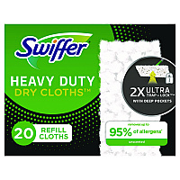 Swiffer Heavy-Duty Dry Refill Cloths, 10.3 x 7.8, White, 20/Pack, 4 Packs/Carton (PGC77197)