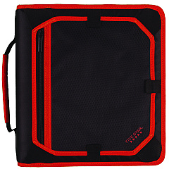 Five Star Zipper Binder, 3 Rings, 2" Capacity, 11 x 8.5, Black/Red Accents (FVS29052CE8)