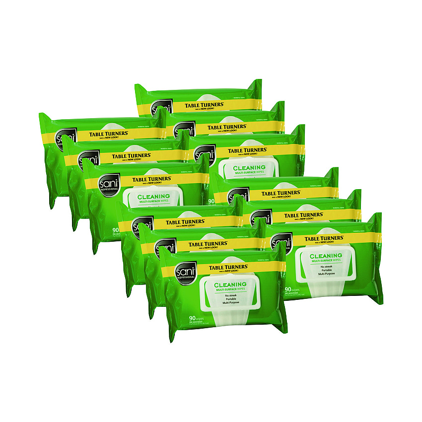 Sani Professional Multi-Surface Cleaning Wipes, 1-Ply, 11.5 x 7, Fresh Scent, White, 90 Wipes/Pack, 12 Packs/Carton (NICA580FW)
