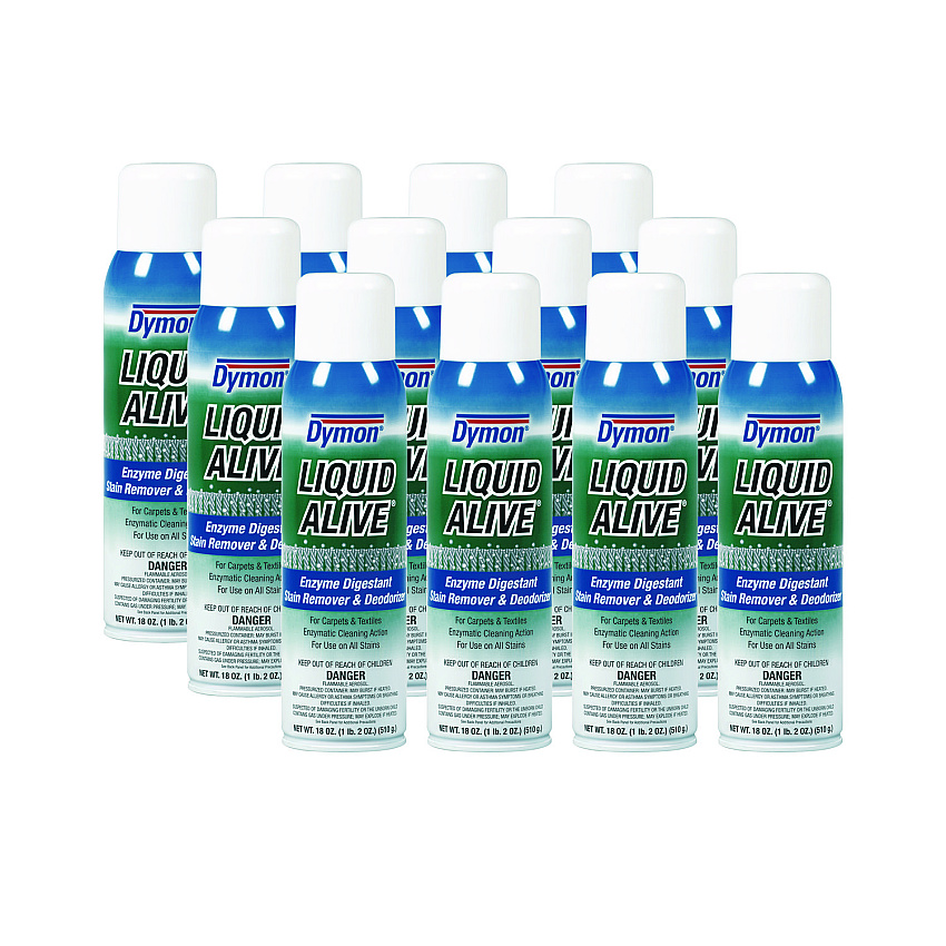 Dymon LIQUID ALIVE Carpet Cleaner/Deodorizer, 20 oz Aerosol Spray, 12/Carton (ITW33420)