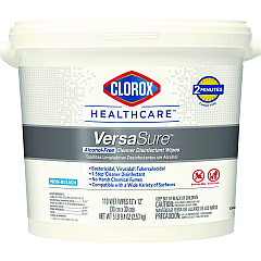 Clorox Healthcare VersaSure Cleaner Disinfectant Wipes, 1-Ply, 12 x 12, Fragranced, White, 110/Bucket (CLO31759EA)