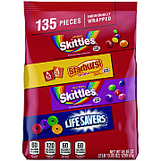 MARS Skittles, Starburst and Life Savers Fun Size Fruity Candy Assortment, 45.85 oz Bag, 135 Pieces, Individually Wrapped (SKT29689)