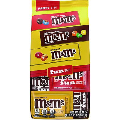M & M's M and M'S Milk Chocolate, Peanut and Peanut Butter Variety Pack Fun Size Chocolate Candy Assortment, 19.41 oz Bag (MNM59878)