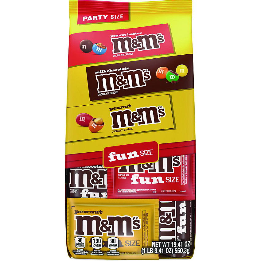 M & M's M and M'S Milk Chocolate, Peanut and Peanut Butter Variety Pack Fun Size Chocolate Candy Assortment, 19.41 oz Bag (MNM59878)