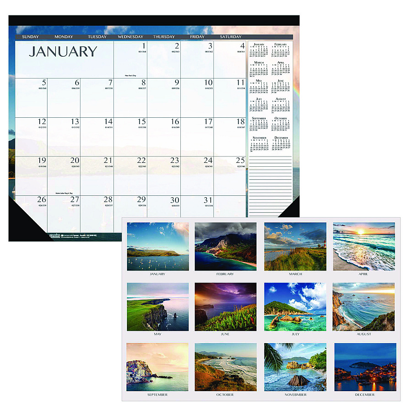 House of Doolittle Recycled Earthscapes Desk Pad Calendar, Seascapes Photography, 22 x 17, Black Binding/Corners,12-Month (Jan to Dec): 2026 (138)