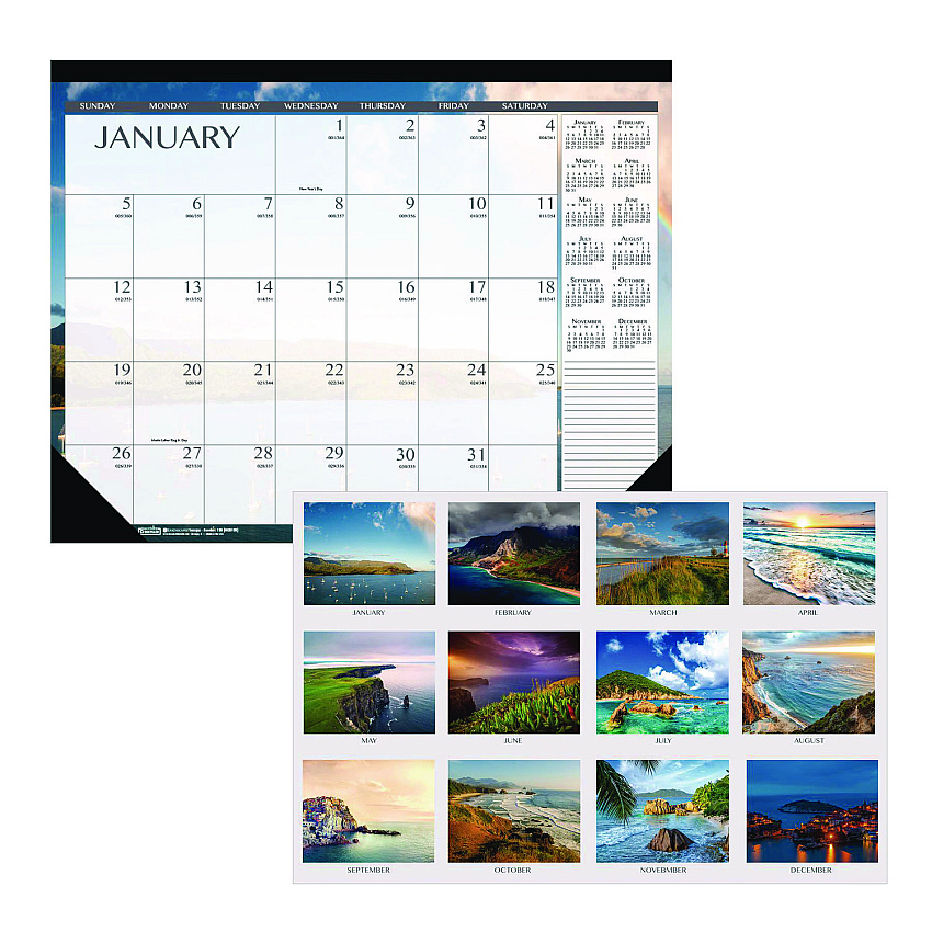 House of Doolittle Recycled Earthscapes Desk Pad Calendar, Seascapes Photography, 18.5 x 13, Black Binding/Corners,12-Month (Jan to Dec): 2026 (1386)