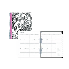 Blue Sky Analeis Monthly Planner, Floral Artwork, 10 x 8, White/Black/Coral Cover, 12-Month (Jan to Dec): 2026 (100004)