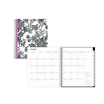 Blue Sky Analeis Monthly Planner, Floral Artwork, 10 x 8, White/Black/Coral Cover, 12-Month (Jan to Dec): 2026 (100004)