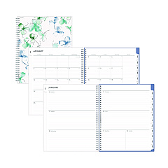 Blue Sky Lindley Weekly/Monthly Planner, Floral Artwork, 11 x 8.5, White/Blue/Green Cover, 12-Month (Jan to Dec): 2026 (100654)
