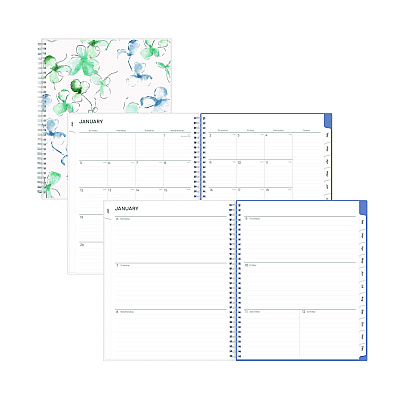 Blue Sky Lindley Weekly/Monthly Planner, Floral Artwork, 11 x 8.5, White/Blue/Green Cover, 12-Month (Jan to Dec): 2026 (100654)