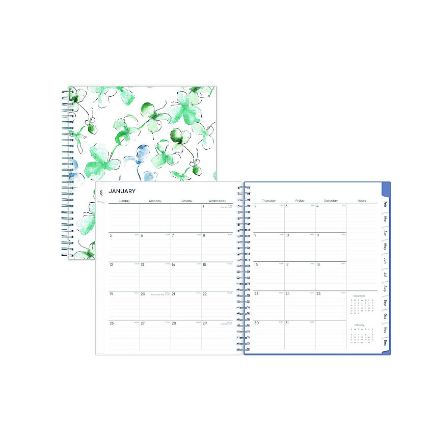 Blue Sky Lindley Monthly Planner, Floral Artwork, 10 x 8, White/Blue/Green Cover, 12-Month (Jan to Dec): 2026 (101582)