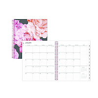 Blue Sky Joselyn Monthly Wirebound Planner, Floral Artwork, 10 x 8, Pink/Peach/Black Cover, 12-Month (Jan to Dec): 2026 (110395)