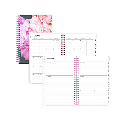 Blue Sky Joselyn Weekly/Monthly Planner, Floral Artwork, 8 x 5, Pink/Peach/Black Cover, 12-Month (Jan to Dec): 2026 (110396)