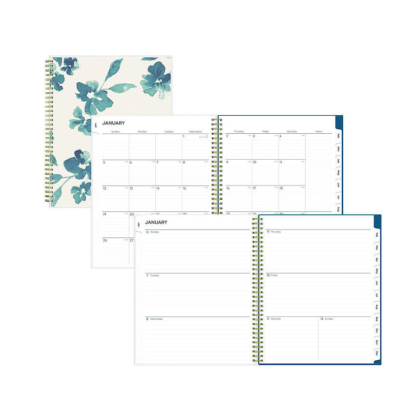 Blue Sky Bakah Blue Weekly/Monthly Planner, Floral Artwork, 11 x 8.5, Blue/White Cover, 12-Month (Jan to Dec): 2026 (137261)