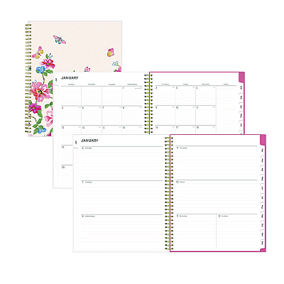 Blue Sky Fly By Frosted Weekly/Monthly Planner, Butterflies Artwork, 11 x 8.5, Blush/Pink Cover, 12-Month (Jan to Dec): 2026 (140195)